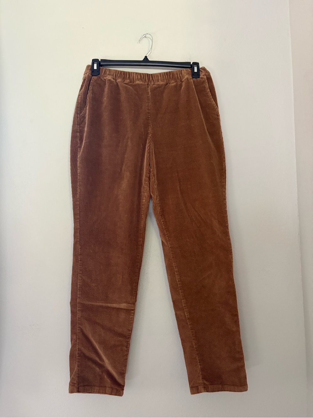 D&Co Corduroy Pull On Pants Brown Straight Leg Size 12 Boho Fall Minimalist